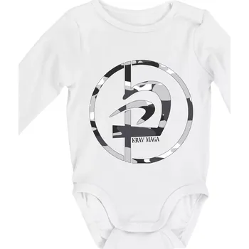 Kojenecký body Krav maga maskáčový nápis - Body kojenecké s dlouhým rukávem - Dlouhý r. do 3 měs ( Bílá )