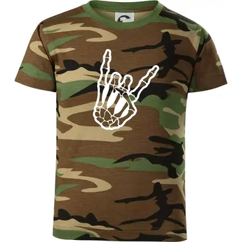 Chlapecké tričko Rock ruka - Dětské maskáčové triko - 146 cm/10 let ( Hnědý maskáč )