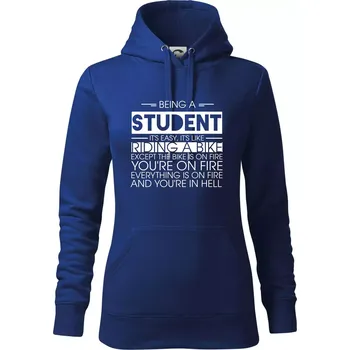 Dámská mikina Being a student - bike - Mikina dámská Cape s kapucí - XS ( Královská modrá )