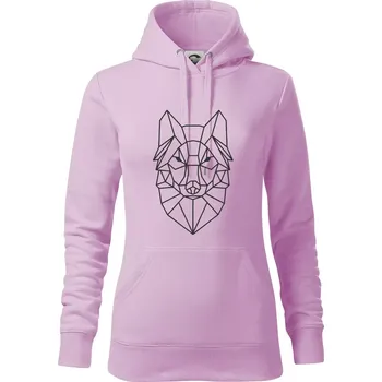 Dámská mikina Geometrie - vlk - Mikina dámská Cape s kapucí - XL ( Orchid )