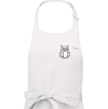 Kuchyňská zástěra Sova kreslená na prsu - Dámská zástěra na vaření - Univerzální velikost ( Bílá )