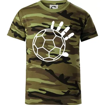 Házená míč ruka - Dětské maskáčové triko - 134 cm/8 let ( Zelený maskáč )