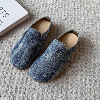 Dámské pantofle džínové pantofle s uzavřenou špičkou Barva: Modrá, Velikost: 37