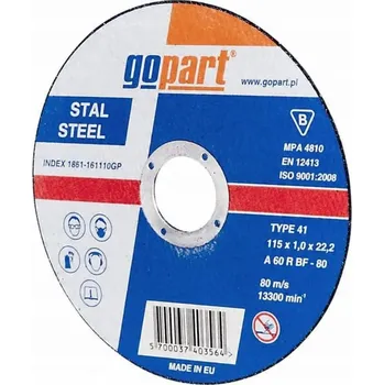 Řezný kotouč Kotouč na řezání oceli gopart, plochý 115 x 1 x 22 1861161110GP