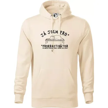 Pánská mikina Ja jsem PRO - prokrastinace - Mikina pánská Cape s kapucí - 5XL ( Mandlová )