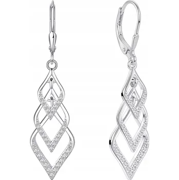 Náušnice Stříbrné náušnice spirály s prolamovaným vzorem a zirkonem, anglické zapínání, stříbro 925