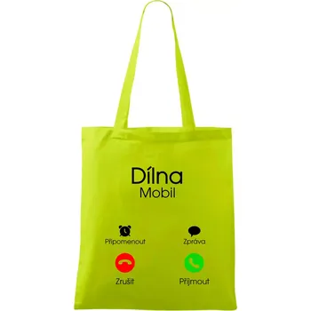 Dílna volá - Taška bavlněná - 42 x 38 cm ( Limetková )