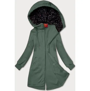 Dámská mikina Šedozelená dlouhá dámská rozepínací mikina s kapucí LHD (AMG-693A) odstíny zelené L (40)