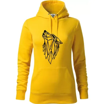 Dámská mikina Geometrie - vlk - vyjící - Mikina dámská Cape s kapucí - XL ( Žlutá )