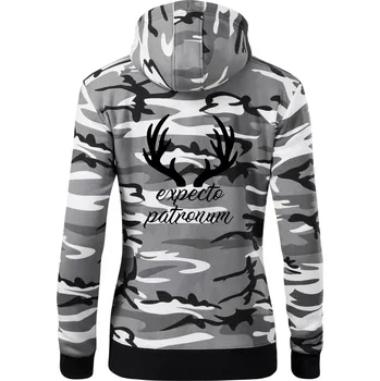 Dámská mikina Harry - Expecto patronum - Dámská mikina trendy zipper s kapucí - XL ( Šedý maskáč )