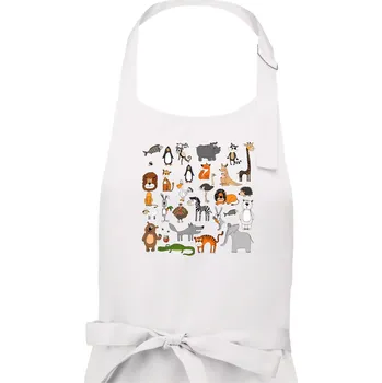 Kuchyňská zástěra Zvířátka na triku - Pánská zástěra na vaření - Univerzální velikost ( Bílá )