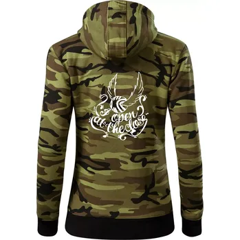 Dámská mikina Harry - Zlatonka - Dámská mikina trendy zipper s kapucí - XS ( Zelený maskáč )