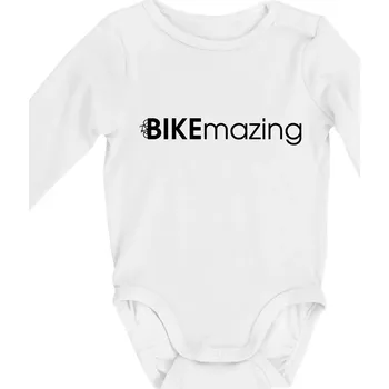 Bike nápisy Bikemazing - Body kojenecké s dlouhým rukávem - Dlouhý r. do 3 měs ( Bílá )