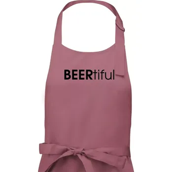 Kuchyňská zástěra Pivní nápisy BEERtiful - Pánská zástěra na vaření - Univerzální velikost ( Starorůžová )