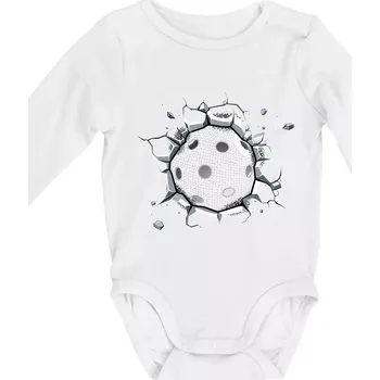 Kojenecký body Florbal míč v triku - Body kojenecké s dlouhým rukávem - Dlouhý r. do 3 měs ( Bílá )