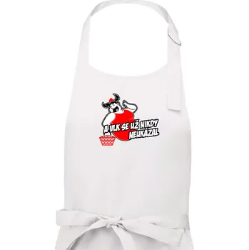 Kuchyňská zástěra A vlk už se nikdy neukázal - Pánská zástěra na vaření - Univerzální velikost ( Bílá )