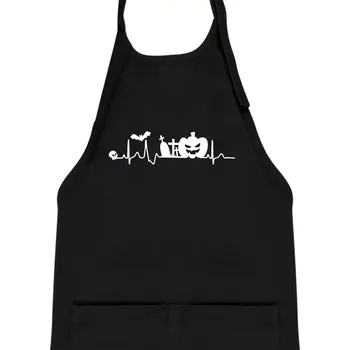 Kuchyňská zástěra EKG Halloween - Dětská zástěra na vaření - Univerzální velikost ( Černá )