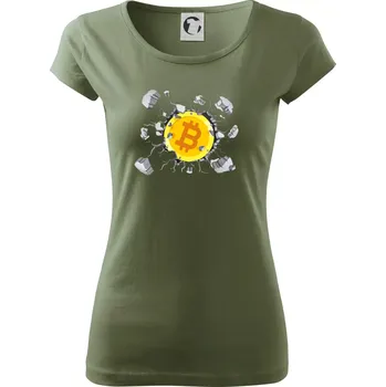 Dámské tričko Bitcoin v triku - Dámské triko Pure - XL ( Khaki )
