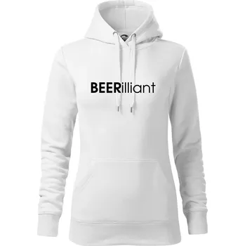 Dámská mikina Pivní nápisy BEERrilliant - Mikina dámská Cape s kapucí - L ( Bílá )
