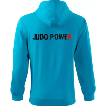Pánská mikina Judo power - Mikina s kapucí na zip trendy zipper - S ( Světlý tyrkys )