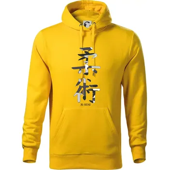 Pánská mikina Ju-jutsu maskáčový nápis - Mikina pánská Cape s kapucí - 3XL ( Žlutá )