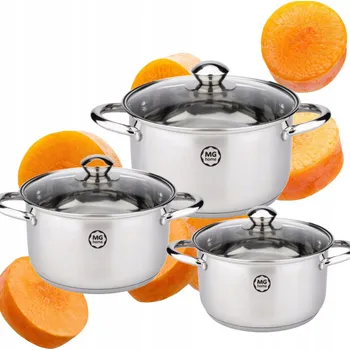 Sada nádobí Sada hrnců MG Home LAURO STEEL, 6dílná nerezová ocel
