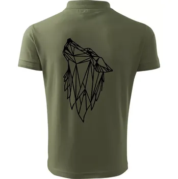 Pánská košile Geometrie - vlk - vyjící - Polokošile pánská Pique Polo 203 - 4XL ( Khaki )