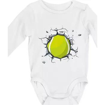 Dětská móda Tenisový míč v triku - Body kojenecké s dlouhým rukávem - Dlouhý r. do 3 měs ( Bílá )