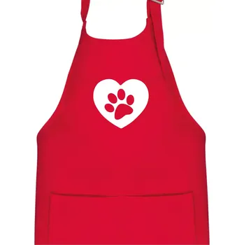 Kuchyňská zástěra Tlapka v srdci - Dětská zástěra na vaření - Univerzální velikost ( Červená )