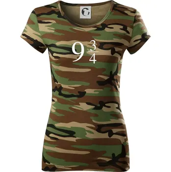 Harry - Nástupiště 9 a třičtvrtě - Dámské maskáčové triko - S ( Hnědý maskáč )