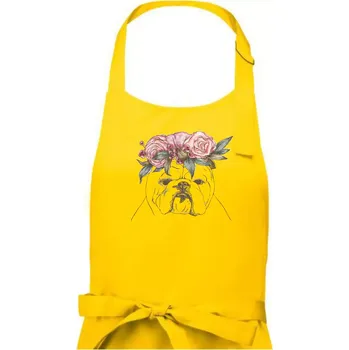 Kuchyňská zástěra Buldoček princezna - Dámská zástěra na vaření - Univerzální velikost ( Žlutá )