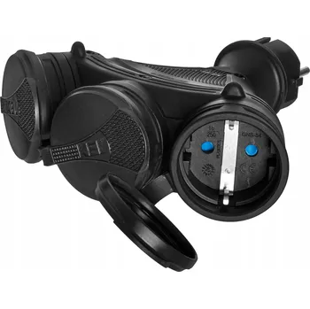 Elektrická zásuvka Elektrická Zásuvka rozbočka Plast-Rol černá