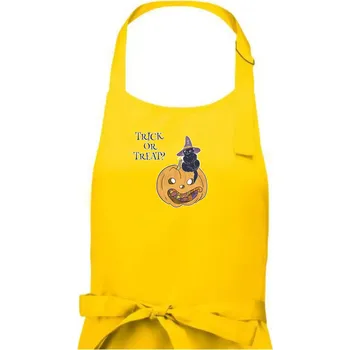 Kuchyňská zástěra Dýně a kočka - Dámská zástěra na vaření - Univerzální velikost ( Žlutá )