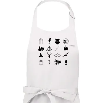 Kuchyňská zástěra Harry ikonky - Pánská zástěra na vaření - Univerzální velikost ( Bílá )