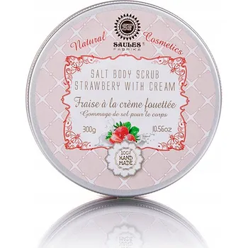 Tělový peeling Solný tělový peeling JAHODY s KRÉMEM 300 g - Saules + DÁRKY ZDARMA