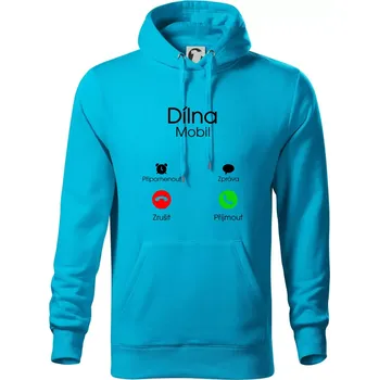 Pánská mikina Dílna volá - Mikina pánská Cape s kapucí - 4XL ( Světlý tyrkys )