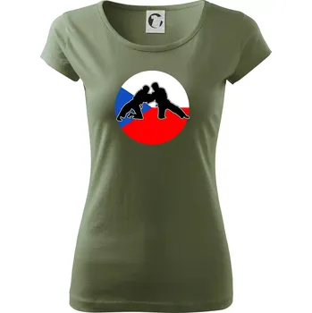 Dámské tričko Judo CZ vlajka - Dámské triko Pure - XS ( Khaki )