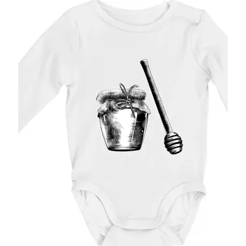 Med ve sklenici - Body kojenecké s dlouhým rukávem - Dlouhý r. do 3 měs ( Bílá )