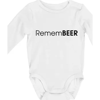 Kojenecký body Pivní nápisy RememBEER - Body kojenecké s dlouhým rukávem - Dlouhý r. do 3 měs ( Bílá )