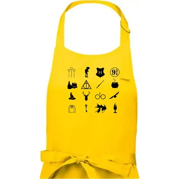 Kuchyňská zástěra Harry ikonky - Dámská zástěra na vaření - Univerzální velikost ( Žlutá )