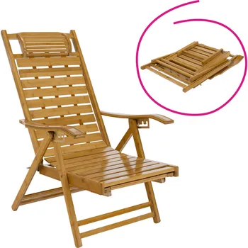 Tempo Kondela Zahradní polohovací křeslo, přírodní, bambus, URSEL