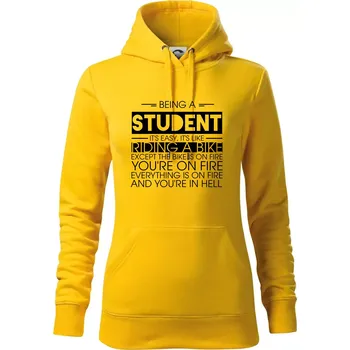 Dámská mikina Being a student - bike - Mikina dámská Cape s kapucí - 2XL ( Žlutá )