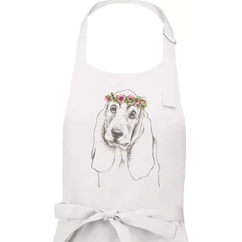 Kuchyňská zástěra Basetí princezna - Pánská zástěra na vaření - Univerzální velikost ( Bílá )