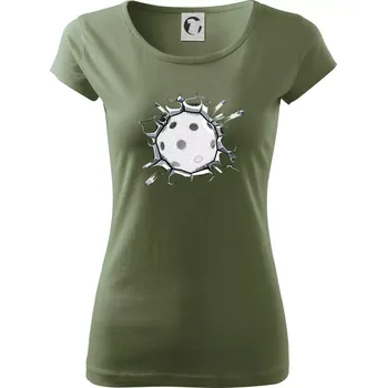 Dámské tričko Florbal míč v triku - Dámské triko Pure - XS ( Khaki )