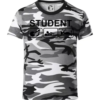 Chlapecké tričko Pít užívat spát - student - Dětské maskáčové triko - 104-110cm / 3-4 roky ( Šedý maskáč )