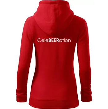 Dámská mikina Pivní nápisy CeleBEERation - Dámská mikina trendy zipper s kapucí - M ( Červená )