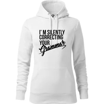 Dámská mikina Correcting grammar - Mikina dámská Cape s kapucí - XS ( Bílá )