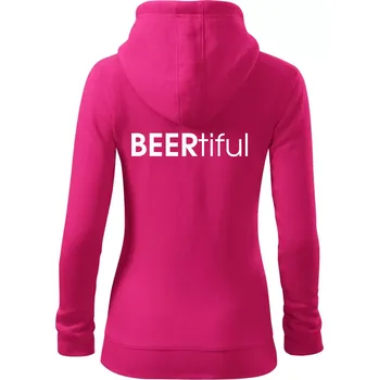 Dámská mikina Pivní nápisy BEERtiful - Dámská mikina trendy zipper s kapucí - L ( Purpurová )