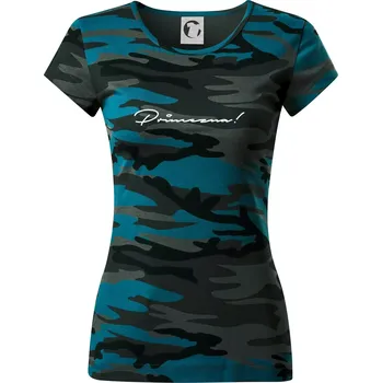 Řekni to - Princezna - Dámské maskáčové triko - M ( Petrolejová maskáč )