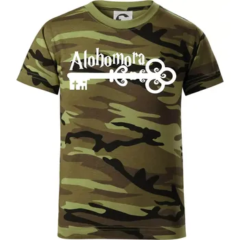 Harry - Alohomora - Dětské maskáčové triko - 146 cm/10 let ( Zelený maskáč )